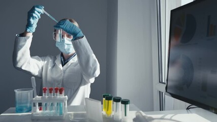 Aufkleber - A dedicated scientist is meticulously conducting cuttingedge experiments in a modern laboratory environment, focusing on various aspects of biochemistry, biotechnology, and healthcare innovation