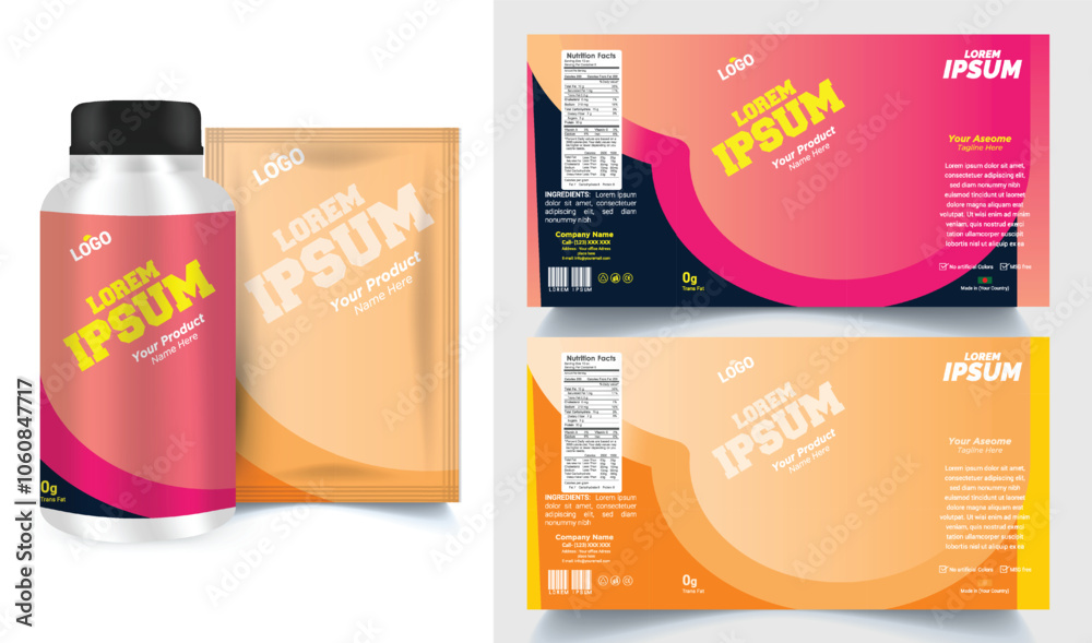 label design, soft drink bottle label design. Soda can vector. Energy ...