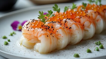 exquisite shrimp tempura udon crispy and golden beautifully arranged on a pristine white plate capturing the essence of traditional japanese cuisine