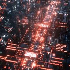Poster - Explore the intricacies of futuristic sci-fi circuit patterns in digital landscapes