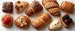 © Business Image - Delicious assorted french pastries from above - perfect for culinary inspiration and bakery designs