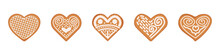 set of festive gingerbread cookies in the shape of a heart