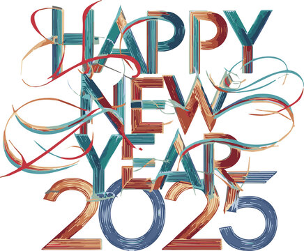 Happy new year 2025 typography and calligraphy vector art illustration