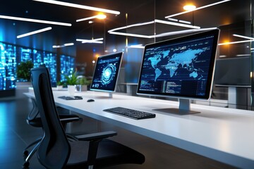 Modern Digital Workspace with Technology Displays