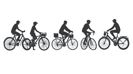 Poster - bicyclist silhouettes showcasing varied riding styles and positions generative ai