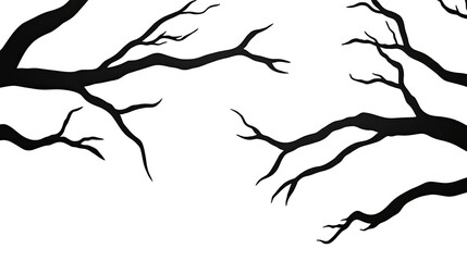 Poster - Black Silhouette of Tree Branches Isolated on a Transparent Background Generative AI