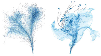 Poster - collection of blue fireworks bursting in the night sky generative ai
