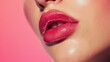 © Tracto - Close-up of a model's lips with glossy pink lipstick