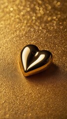 Gold, Heart, Golden Heart, Shiny, Sequins, Pendant, Necklace