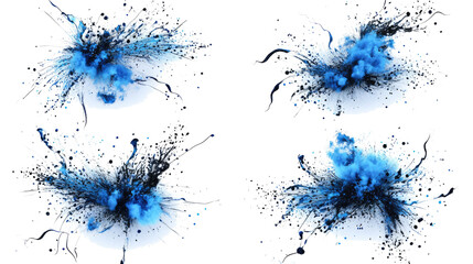 Poster - Colorful Blue Fireworks Bursting With Vibrant Shapes and Patterns Generative AI