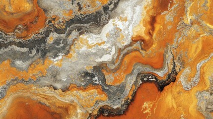Poster - Stunning Abstract Orange and Gray Marble Background