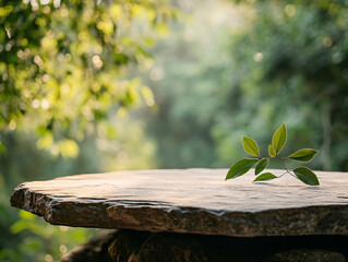 Stone podium for a product display stand. Background for natural products. 