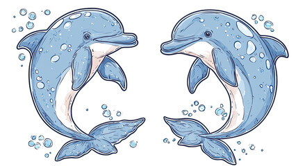 Poster - Playful Dolphin Clipart Collection of Aquatic Creatures Generative AI