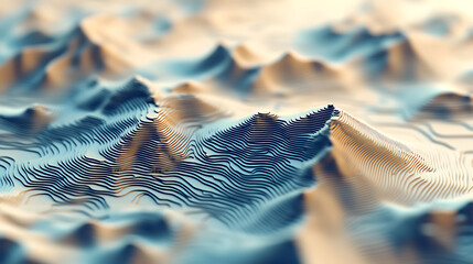 Leinwandbilder - 3D Topographic height map, geology survey, Topographic cartography, contour map, 3D relief, abstract geographic resource map with mountains, 3D rendering