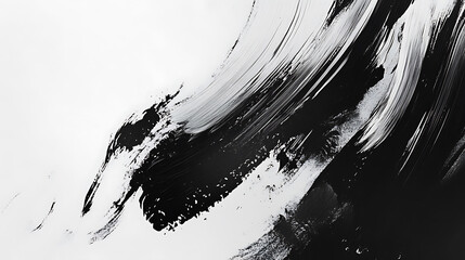 Poster - Abstract black ink hand painted brush strokes on white background, Animation, Single paint brush stroke being painted from left to right, monochrome