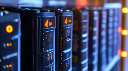Poster - battery energy storage system consisting of several lithium battery modules placed side by side