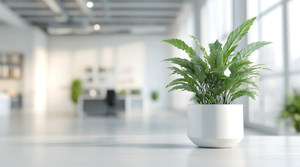 Aufkleber - Blur focus of White open space office interior can be used as background