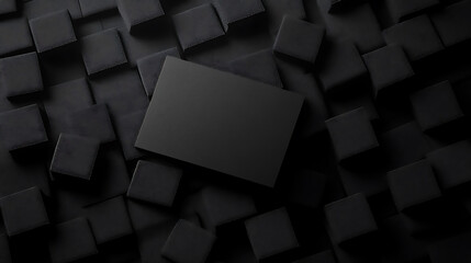 Poster - Branding business cards mockup template on a black soundproof foam background and deep shadows, real photo, Blank isolated to place your design