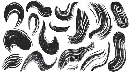Aufkleber - Charcoal pencil curly lines, squiggles and shapes, Grunge pen scribbles collection, Hand drawn vector pencil lines and doodles, Bright color charcoal or chalk drawing, Rough crayon strokes
