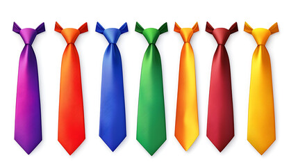 Poster - Colorful neckties for formal wear, white collar office workers outfit, Realistic ties set isolated on white background