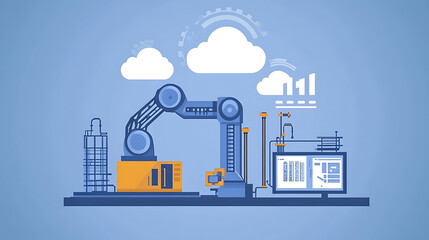 Wall Mural - concept of industry 4, 0 technology, automation system with cloud computing