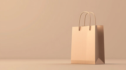 Poster - Craft brown paper bag and handle vector mockup, Shopping package mock up to carry food front view icon merchandising design collection, 3d retail reusable branding merchandise illustration
