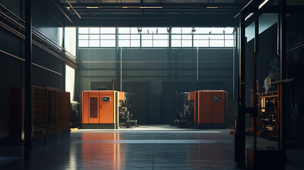 Poster - Generator room with two generators in factory standby for power backup, Diesel generator