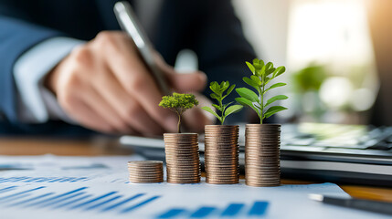 Aufkleber - Influence of environmental factors on corporate financial health, highlighting the importance of ESG (Environmental, Social, and Governance) criteria in business strategy