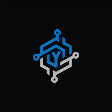 Free Vector Technology Based Logo With Letter Y