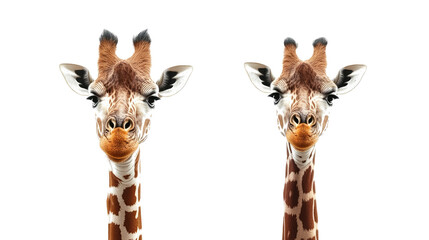 Poster - Two Giraffes Standing Side by Side Against a Transparent Background Generative AI