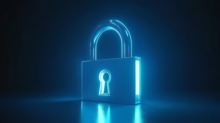Leinwandbilder - Padlock With Keyhole icon in personal data security Illustrates cyber data or information privacy idea, blue color abstract hi speed internet technology