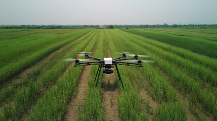 Poster - Smart farmer uses drone for various fields such as research analysis, land scanning technology, smart technology concept