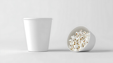 Aufkleber - White blank popcorn bucket for placing your graphics, Packaging template mockup isolated on white background