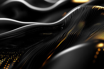 Poster - A mesmerizing display of sound waves undulating in rich black and gold hues creates a captivating visual experience