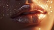 © RaptorWoman - Close-up of shimmering lips covered in glitter, reflecting captivating light. Perfect for beauty and fashion themes.