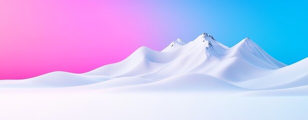 Wall Mural - 4k hyperrealistic photo of snow-capped mountains glowing at sunset