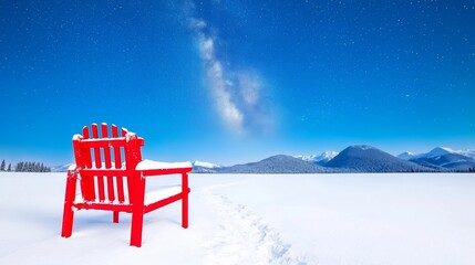 Wall Mural - stars and planets are visible over snow-covered fields during the winter season