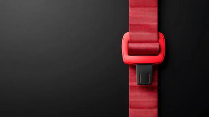 Poster - A creative vector illustration of a closed red seat belt that is isolated on a black background