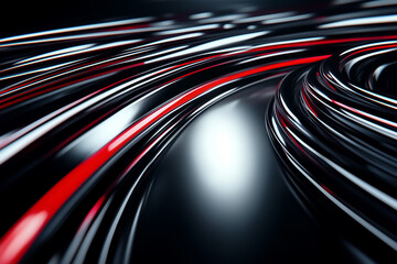  - Bright light trails twist and flow smoothly, creating a captivating rhythm against a dark backdrop