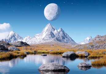 Wall Mural - 3d illustration of an alien landscape - 3d rendered in 3d