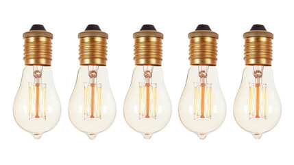 Poster - Hanging Light Bulbs Set Isolated on a Transparent Background Generative AI