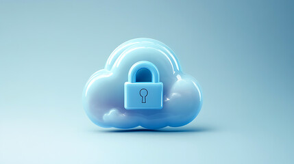 Leinwandbilder - Abstract illustration of cloud security services, stylized cloud icon integrated with a secure padlock symbol, representing data protection and cybersecurity in cloud computing environments