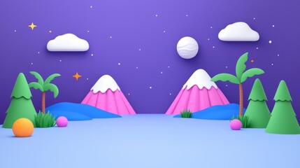 Wall Mural - The natural landscape of the planet covered in ice and cold is depicted in this hand-drawn illustration.