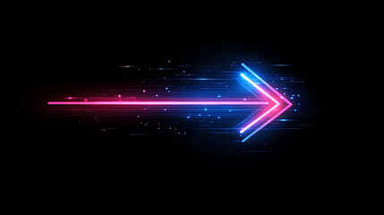 Poster - Abstract arrow speed motion light effect with blue and pink glow on dark background