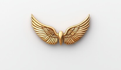 The gold wing is isolated on a transparent background. It is a royal luxury wing.