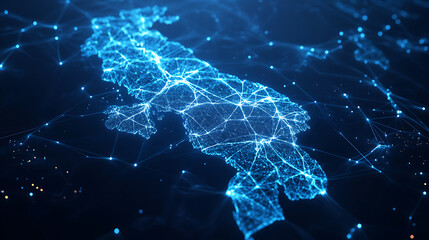 Aufkleber - abstract digital scandinavia map northern europe global network connectivity concept futuristic data transfer illustration