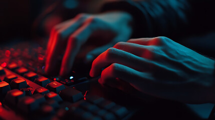 Aufkleber - Close, up of hands playing the video game at night