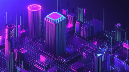 Aufkleber - An abstract representation of digital transformation in the corporate world, showcasing the integration of advanced technology to revolutionize business processes and drive change