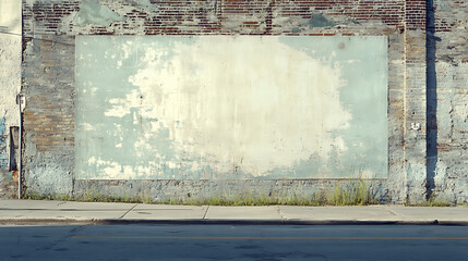 Aufkleber - A street wall serves as the background for a blank billboard, ready for advertising mockups