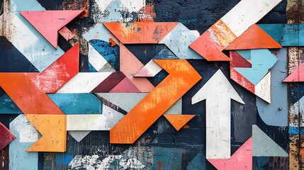 Poster - Dynamic Arrow Collage Symbolizing Complex Decision, Making Processes and Multiple Choices
